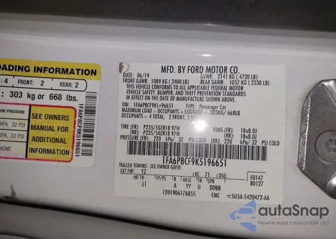 2019 Ford Mustang Gt z USA, uszkodzony, nr VIN 1FA6P8CF9K5196651